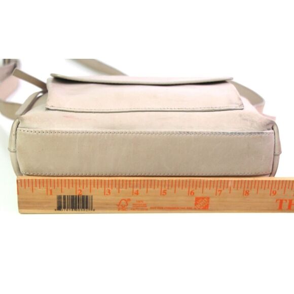 ABLE BRAZIL BEIGE REAL LEATHER ZIP TOP X-BODY PURSE SHOULDER BAG HANDBAG - Picture 14 of 16